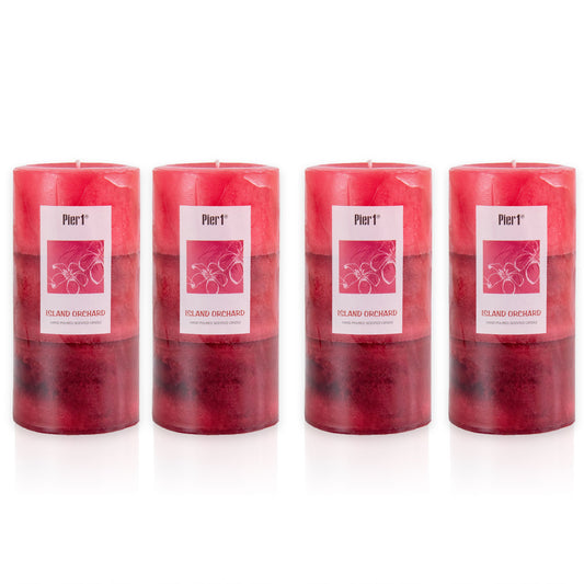 Pier 1 Island Orchard 3x6 Layered Set of 4 Pillar Candles