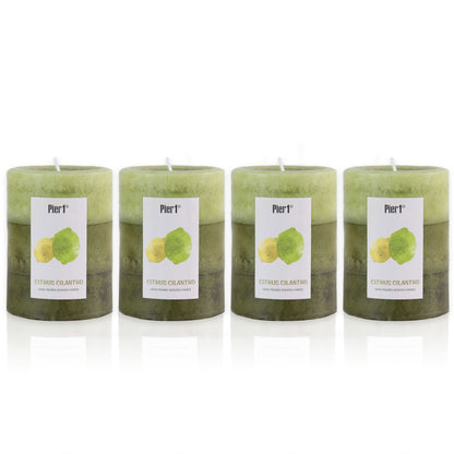 Pier 1 Citrus Cilantro 3x4 Layered Set of 4 Pillar Candles