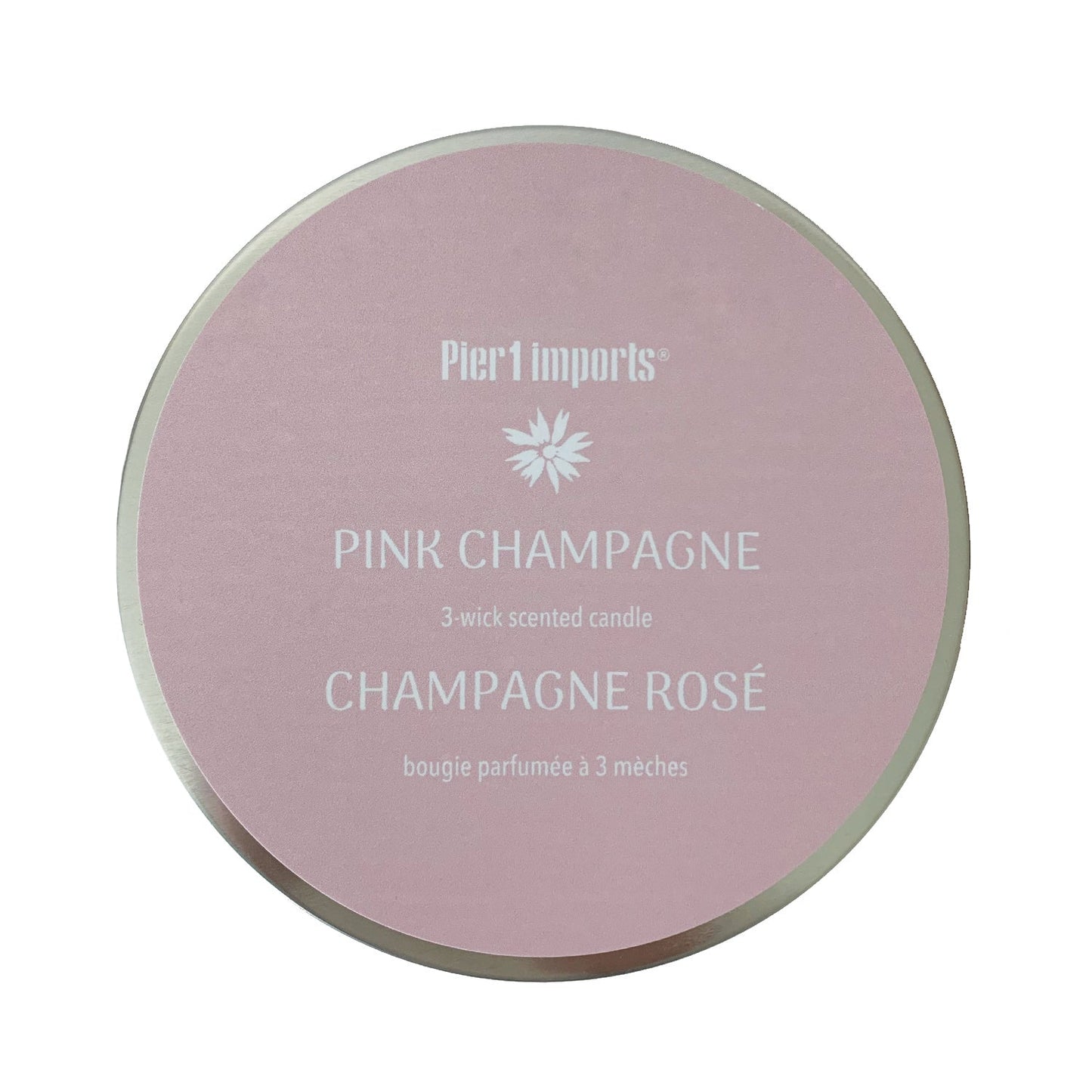 Pier 1 Pink Champagne 14oz Filled 3-Wick Candle