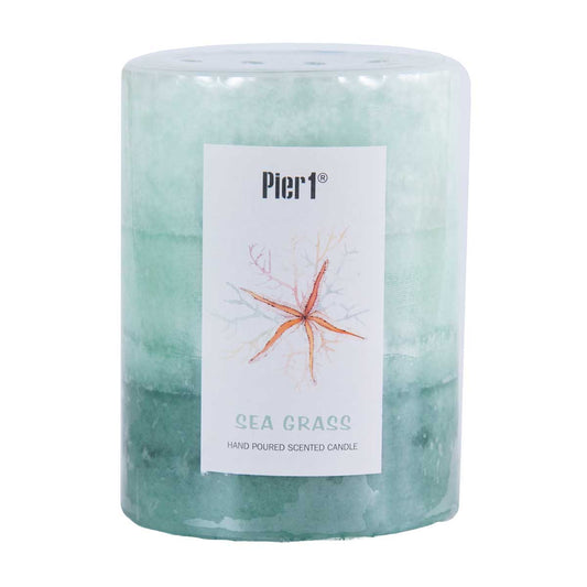 Pier 1 Sea Grass Layered 3x4 Pillar Candle